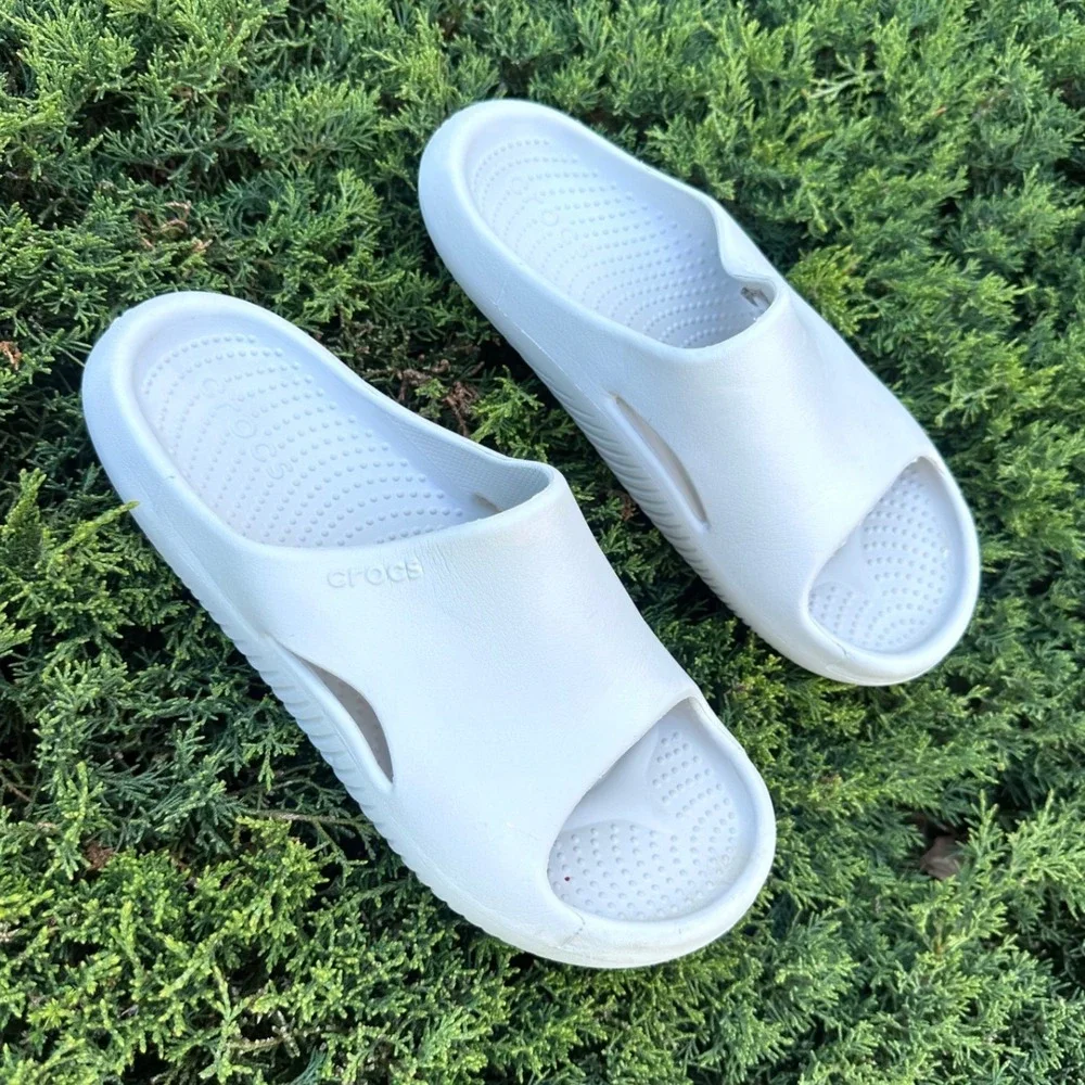 Crocs Mellow Recovery‎ Slides Unisex Size M8 W10 Comfort Sandals Color Bone